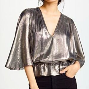 Ramy Brook Metallic Silver Blouse